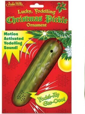 BNIB Archie McPhee Lucky Yodelling Christmas Pickle Ornament